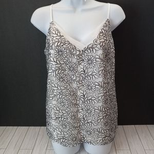 White House Black Market Embroidered Floral Sequin Top